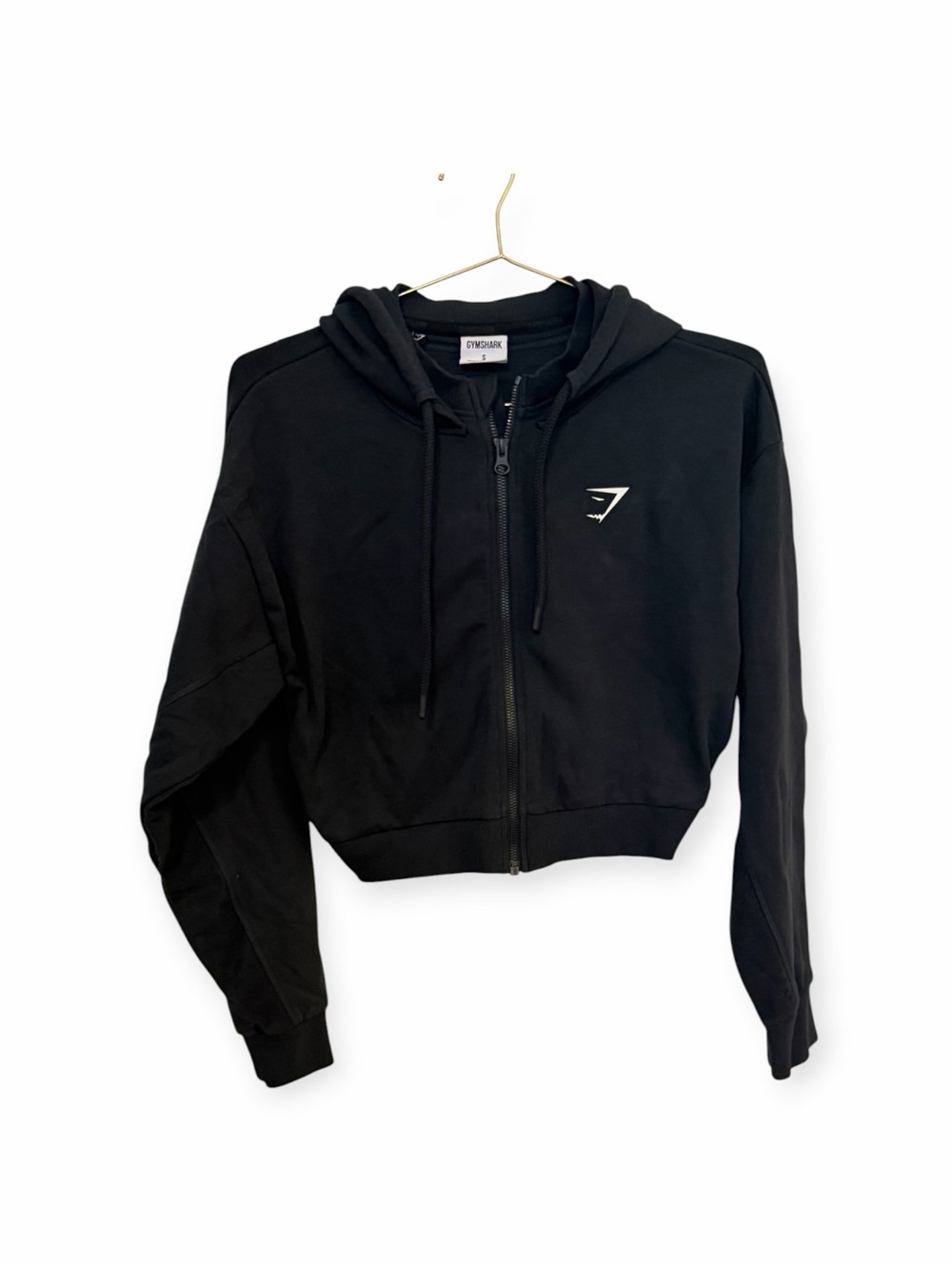 Gymshark Black Cropped Full Zip Hoodie Women’s Small